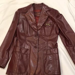 Etienne Aigner burgundy leather jacket size 10